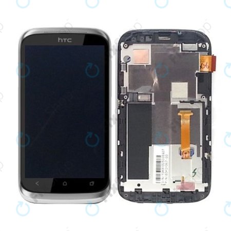HTC Desire X - LCD Kijelző + Érintőüveg + Keret (Silver) TFT