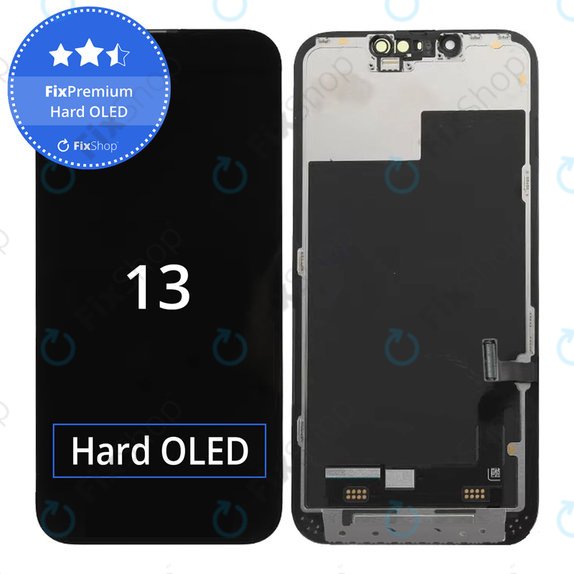 Kijelző Hard OLED iPhone 13, Érintőüveg kerettel, FixPremium