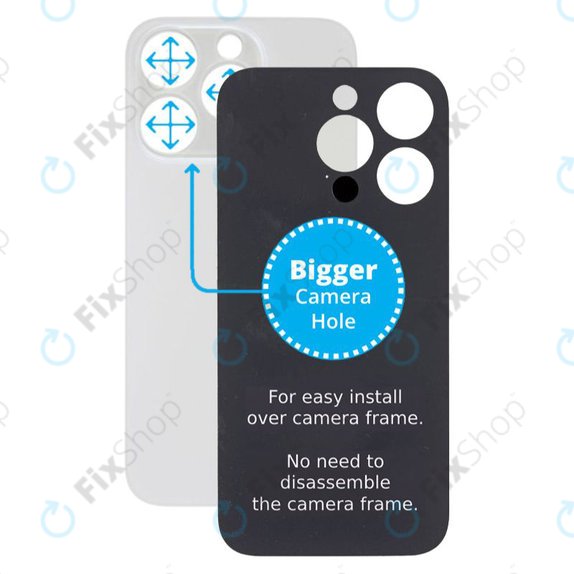 Apple iPhone 14 Pro - Hátsó Ház Üveg Nagyobb Kamera Nyílással (Silver)