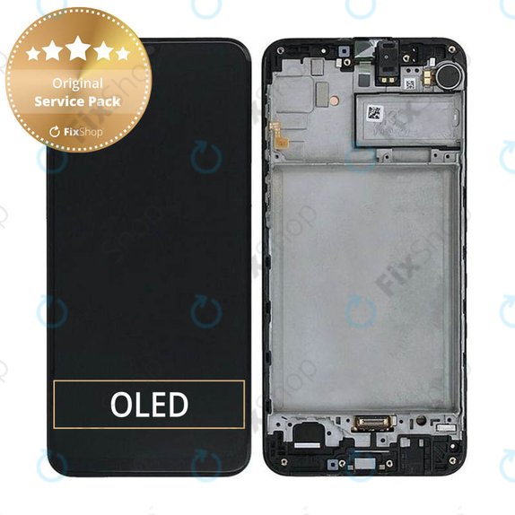 Samsung Galaxy M21 M215F - LCD Kijelző + Érintőüveg + Keret (Black) - GH82-22509A, GH82-22836A, GH82-21266A, GH82-21265A Genuine Service Pack