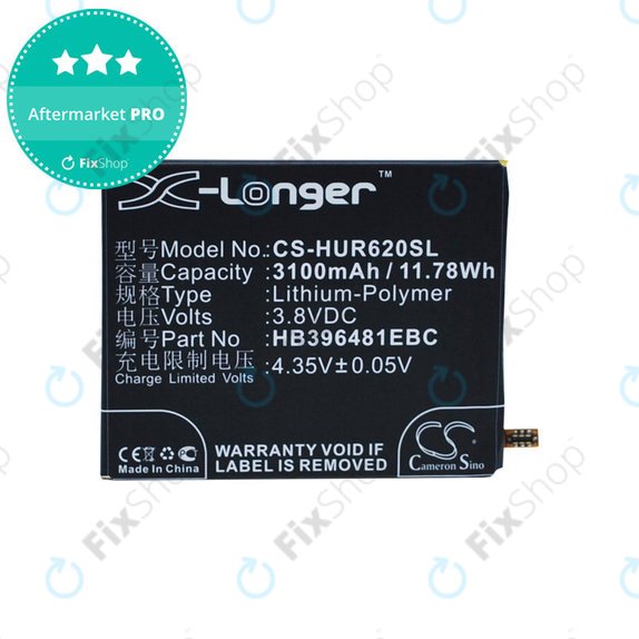 Akkumulátor Huawei Ascend Y6 2, Honor 5a, Huawei G7 Plus, 3100mAh, Li-Pol, 3.8V, HB396481EBC, HQ