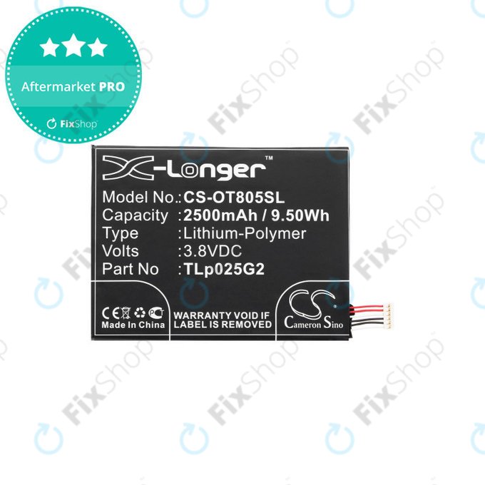 Akkumulátor Alcatel One Touch Pixi 8", 2500mAh, Li-Pol, 3.8V, TLp025G2, HQ