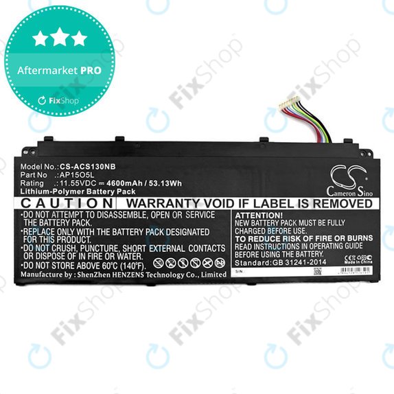 Akkumulátor Acer Aspire S13, Chromebook R13, 4600mAh, Li-Pol, 11.55V, AP15O3K, HQ