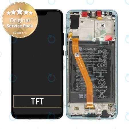 Huawei Nova 3 - LCD Kijelző + Érintőüveg + Keret + Akkumulátor (Airy Blue) - 02352BQN, 02352DTJ Genuine Service Pack