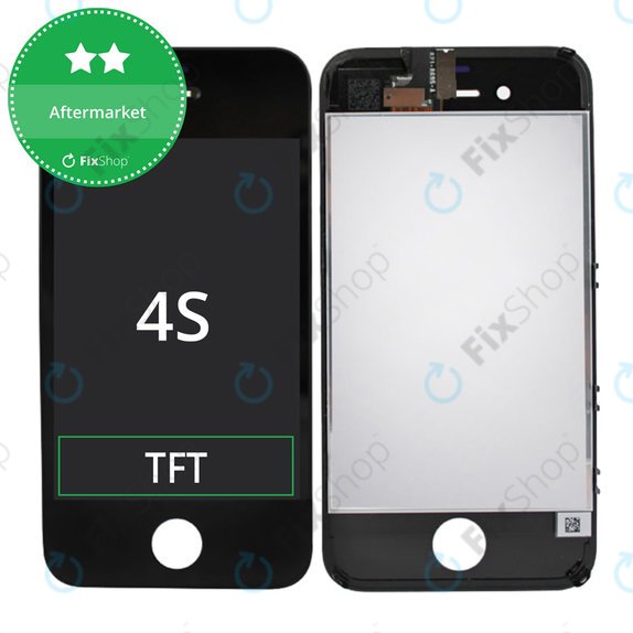 Kijelző iPhone 4S, Black, Érintőüveg kerettel