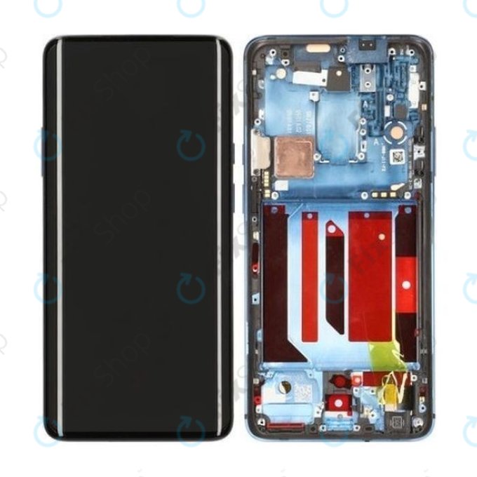 OnePlus 7T, 7T Pro - LCD Kijelző + Érintőüveg + Keret (Haze Blue)