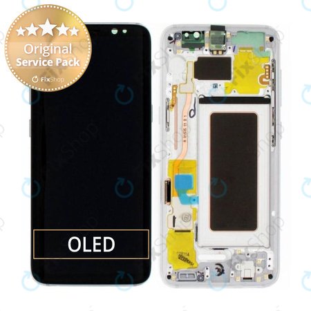 Samsung Galaxy S8 G950F - LCD Kijelző + Érintőüveg + Keret (Arctic Silver) - GH97-20457B, GH97-20473B, GH97-20458B, GH97-20629B Genuine Service Pack