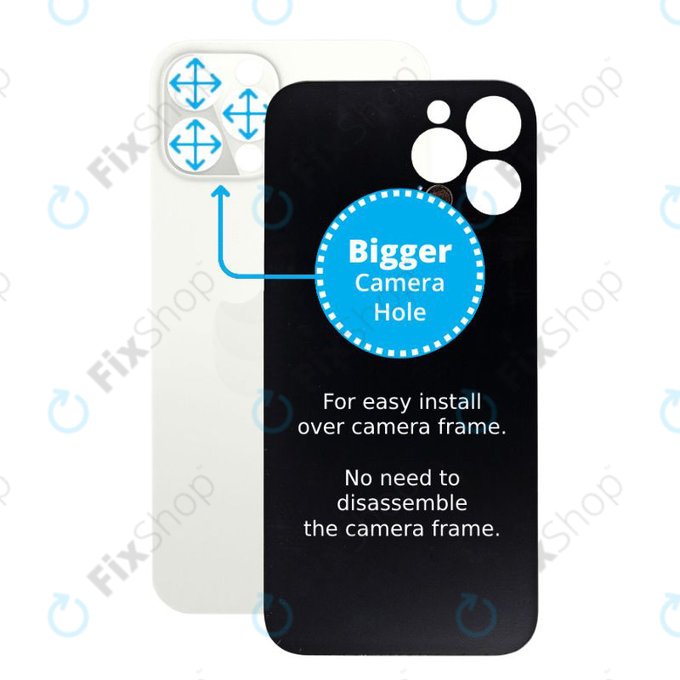 Apple iPhone 12 Pro - Hátsó Ház Üveg Nagyobb Kamera Nyílással (Silver)