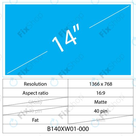 14 LCD Fat Matt LED 40 pin (bal Csatlakozó)