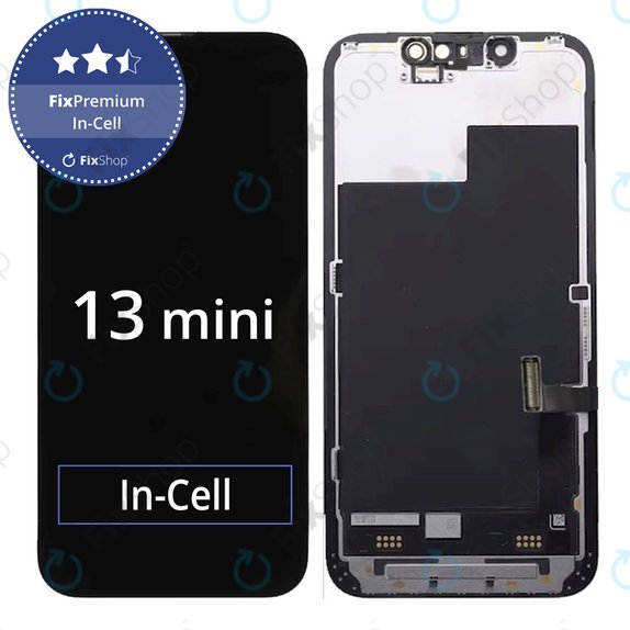 Kijelző In-Cell FHD iPhone 13 Mini, Érintőüveg kerettel, FixPremium