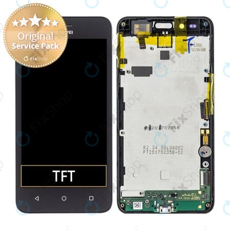 Huawei Y3 II - LCD Kijelző + Érintőüveg + Keret (Obsidian Black) - 97070NBA Genuine Service Pack