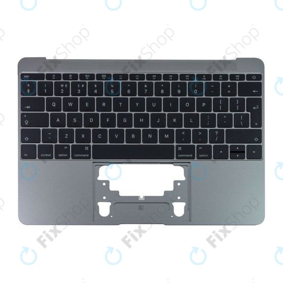 Apple MacBook 12" A1534 (Early 2015 - Mid 2017) - Felső Billentyűzet Keret + Billentyűzet UK (Space Gray)