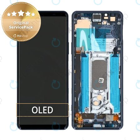 Sony Xperia 5 II - LCD Kijelző + Érintőüveg + Keret (Blue) - A5024934A Genuine Service Pack