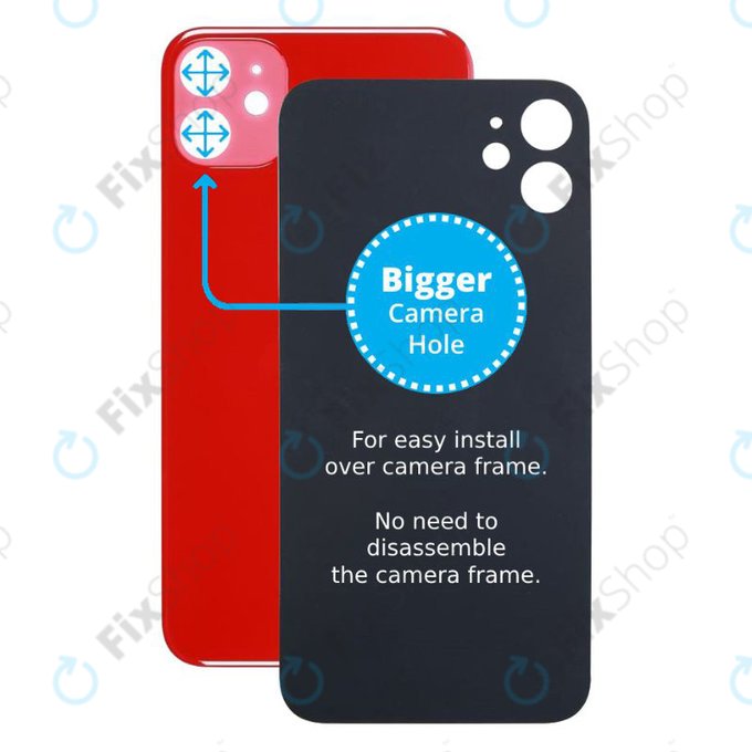 Apple iPhone 11 - Hátsó Ház Üveg Nagyobb Kamera Nyílással (Red)