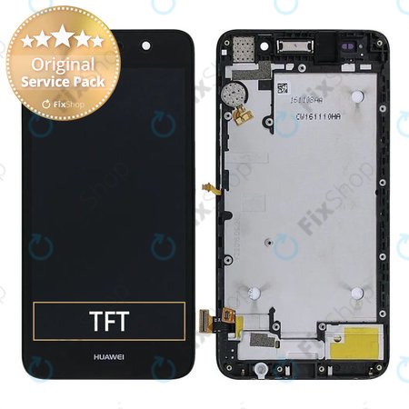 Huawei Y6 - LCD Kijelző + Érintőüveg + Keret (Black) - 02350LRA