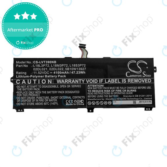 Akkumulátor Lenovo ThinkPad X390, Yoga X390, 4100mAh, Li-Pol, 11.52V, 02DL021, HQ
