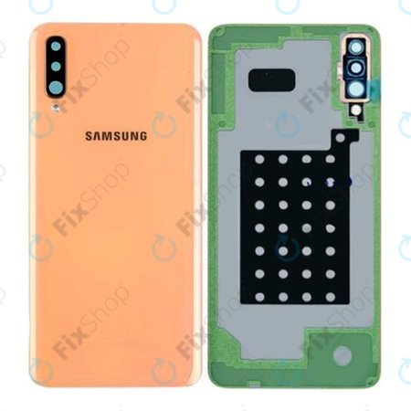 Samsung Galaxy A70 A705F - Akkumulátor Fedőlap (Korall) - GH82-19796D, GH82-19467D Genuine Service Pack