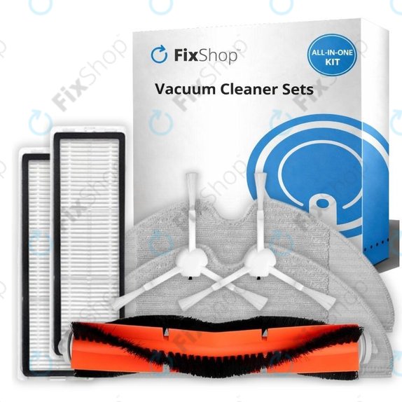 Pótalkatrész készletXiaomi Mi Robot Vacuum Mop (Mijia 1C), 2 (Mijia 2C) 2 Pro+ (Mijia 1T) (1x Főkefe, 2x Szűrő, 2x Oldalkefe, 2x Felmosórongy)