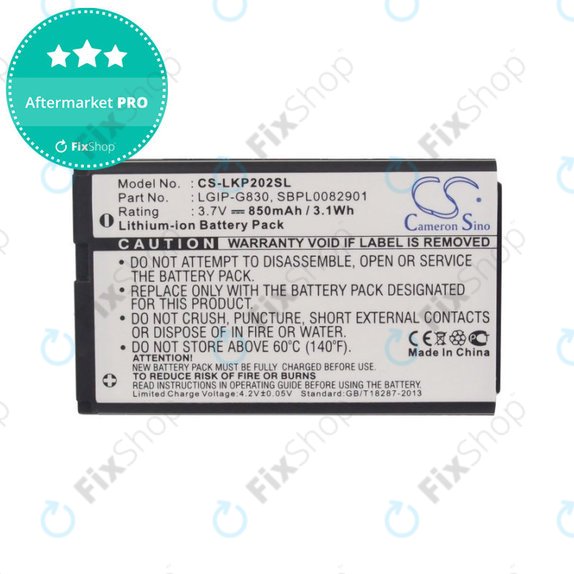 Akkumulátor LG KG120, 850mAh, Li-Ion, 3.7V, LGIP-G830, HQ