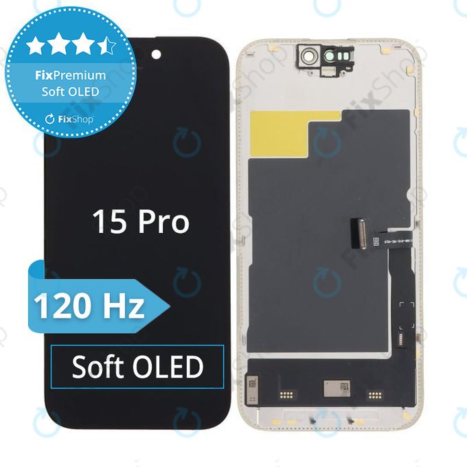 Kijelző Soft OLED iPhone 15 Pro - Érintőüveg + Keret, DIAGNOSTIC