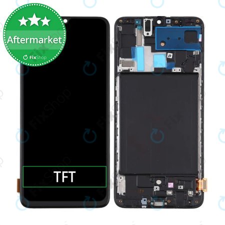 Samsung Galaxy A70 A705F - LCD Kijelző + Érintőüveg + Keret (Black) TFT