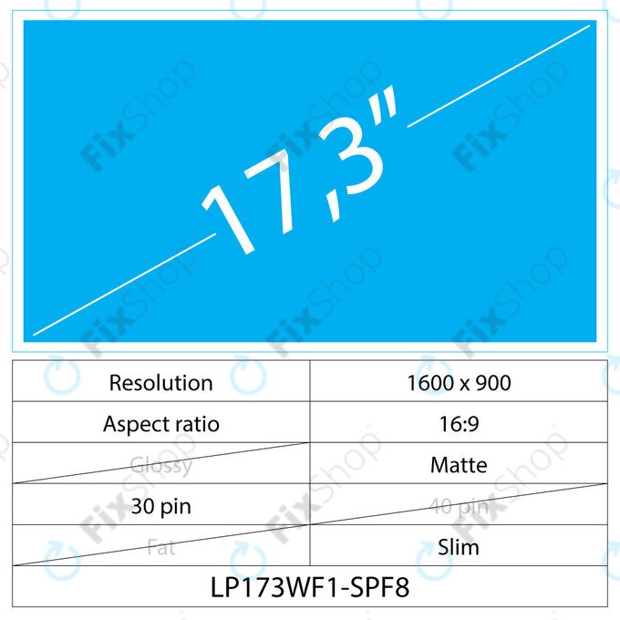 17.3 LCD Slim Matt 30 pin HD+