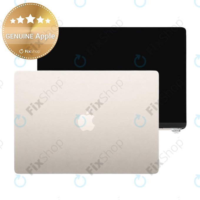 LCD kijelző MacBook Air 13", A3113 (2024), első üveggel és fedéllel, Starlight, 661-40280, Genuine Apple