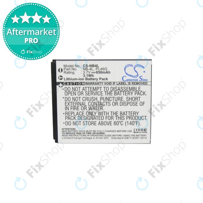 Canon Ixus, IXY, i7 Zoom, L3, L4, Legria Mini, PowerShot, TX1 - Akkumulátor NB-4L Li-Ion 850mAh HQ