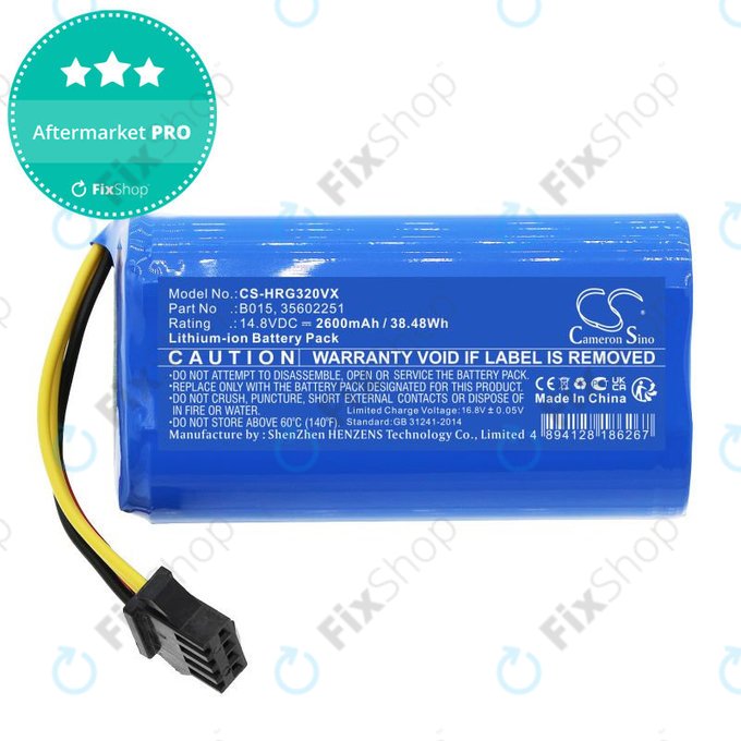 Akkumulátor Hoover HGO31, HGO32, HGO33, 2600mAh, Li-Ion, 14.8V, B015, HQ