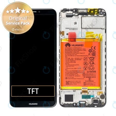 Huawei Y7 Prime (2018) - LCD Kijelző + Érintőüveg + Keret + Akkumulátor (Black) - 02351USA Genuine Service Pack