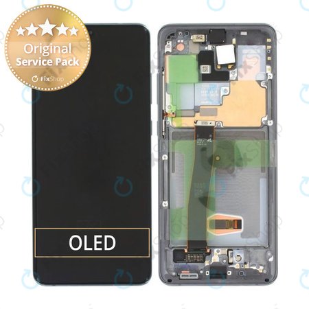 Samsung Galaxy S20 Ultra G988F - LCD Kijelző + Érintőüveg + Keret (Cosmic Gray) - GH82-26032B, GH82-26033B Genuine Service Pack