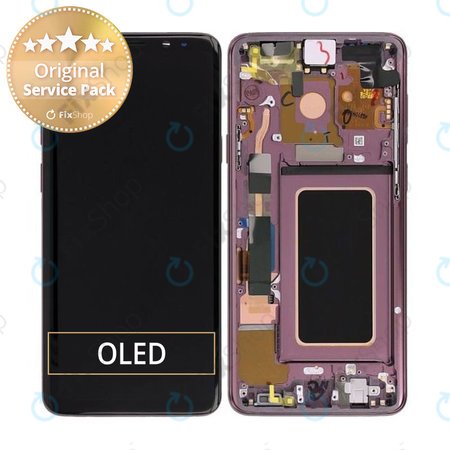 Samsung Galaxy S9 Plus G965F, G965FD - LCD Kijelző + Érintőüveg + Keret (Lilac Purple) - GH97-21691B, GH97-21722B, GH97-21692B Genuine Service Pack