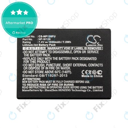 Akkumulátor Fujifilm FinePix, 1020mAh, Li-Ion, 7.4V, NP-W126, NP-W126S, HQ