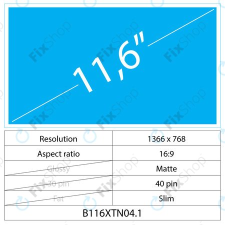 11.6 LCD Slim Matt 40 pin HD