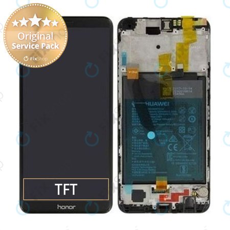 Huawei Honor 7X - LCD Kijelző + Érintőüveg + Keret + Akkumulátor (Black) - 02351PUU Genuine Service Pack