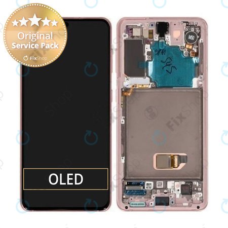 Samsung Galaxy S21 G991B - LCD Kijelző + Érintőüveg + Keret (Phantom Pink) - GH82-24544D, GH82-24545D Genuine Service Pack