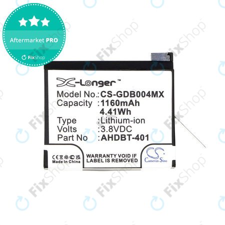 Akkumulátor GoPro Hero 4, 1160mAh, Li-Ion, 3.8V, AHDBT-401, HQ