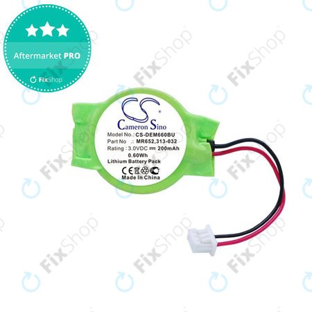 Tartalék akkumulátor Dell Latitude E6320, 200mAh, Lithium, 3V, 077-A00, HQ