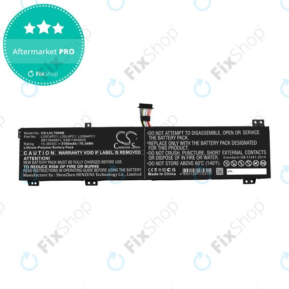 Akkumulátor Lenovo Legion 5, 5 Pro, 7, 7i, R7000p, 5100mAh, Li-Pol, 15.36V, L20C4PC1, HQ