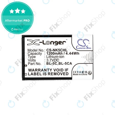 Akkumulátor Nokia 1208, 1110, 2310, 1200mAh, Li-ion, 3.7V, BL-5C, HQ