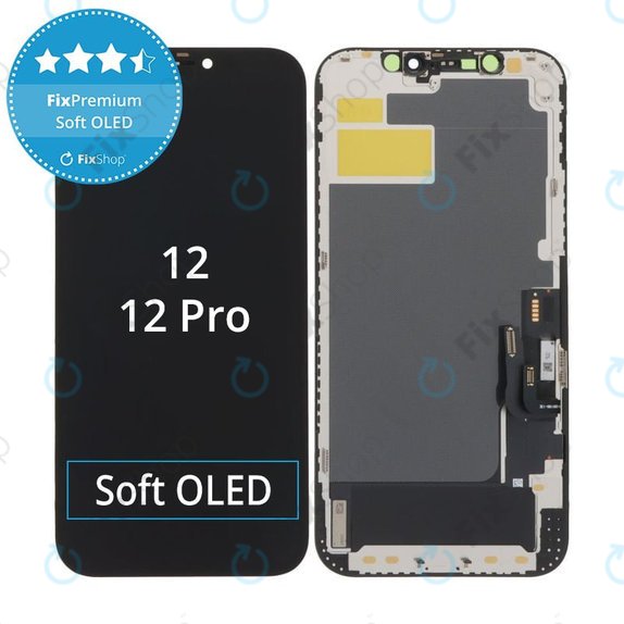 Kijelző Soft OLED iPhone 12, 12 Pro, Érintőüveg kerettel, DIAGNOSTIC