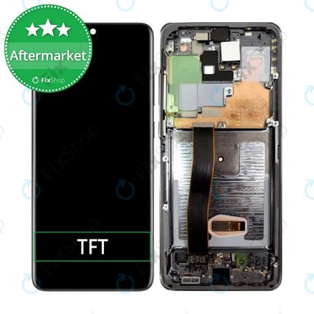 Samsung Galaxy S20 Plus G985F - LCD Kijelző + Érintőüveg + Keret (Cosmic Black) TFT