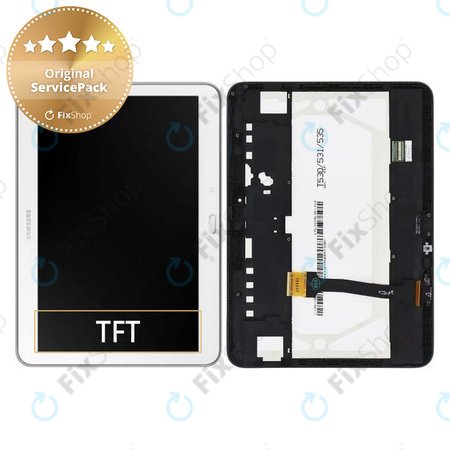 Samsung Galaxy Tab 4 10.1 T530 - LCD Kijelző + Érintőüveg + Keret (White) - GH97-15849B Genuine Service Pack