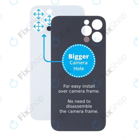 Apple iPhone 13 Pro Max - Hátsó Ház Üveg Nagyobb Kamera Nyílással (Silver)