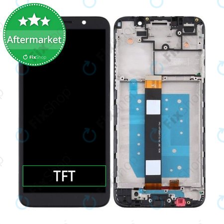 Motorola Moto E6 Play - LCD Kijelző + Érintőüveg + Keret (Black) TFT