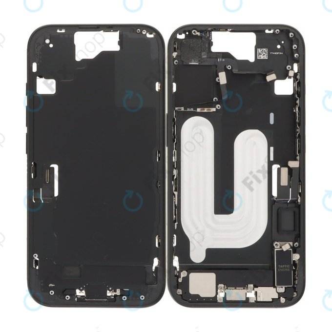 Apple iPhone 16 - Középső Keret + Bekapcsoló-, Hangerő- és Kamera Gombok (Black)