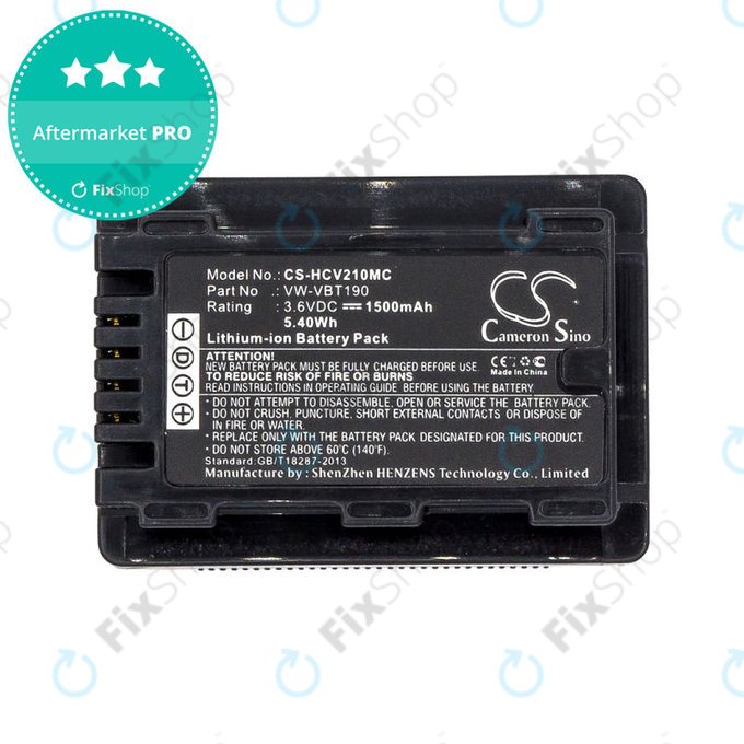 Akkumulátor Panasonic HC-V210, 1500mAh, Li-Ion, 3.6V, VW-VBT190, HQ