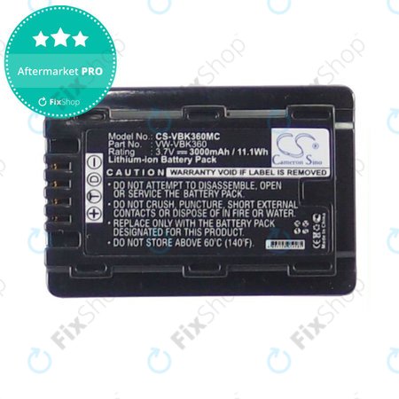 Akkumulátor Panasonic HC, HDC, SDR, 3000mAh, Li-Ion, 3.7V, VW-VBK360, HQ