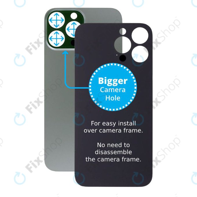 Apple iPhone 13 Pro Max - Hátsó ház üveg Nagyobb Kamera Nyílással (Alpine Green)