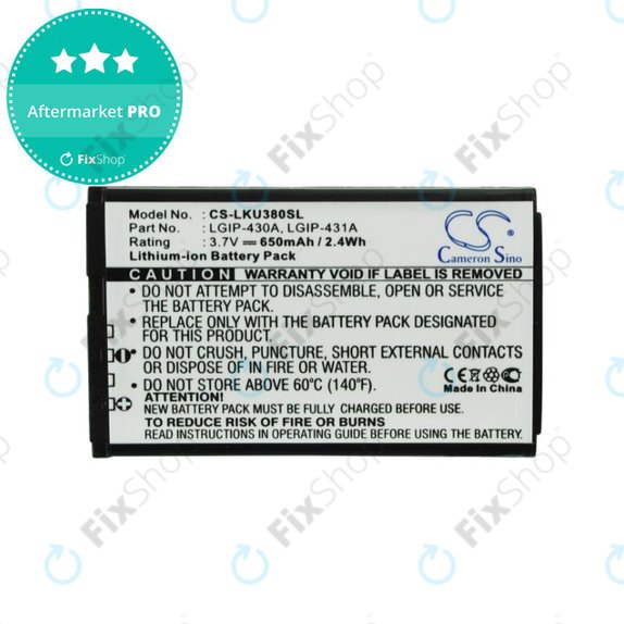 Akkumulátor LG 230 Nite, 650mAh, Li-Ion, 3.7V, LGIP-430A, HQ